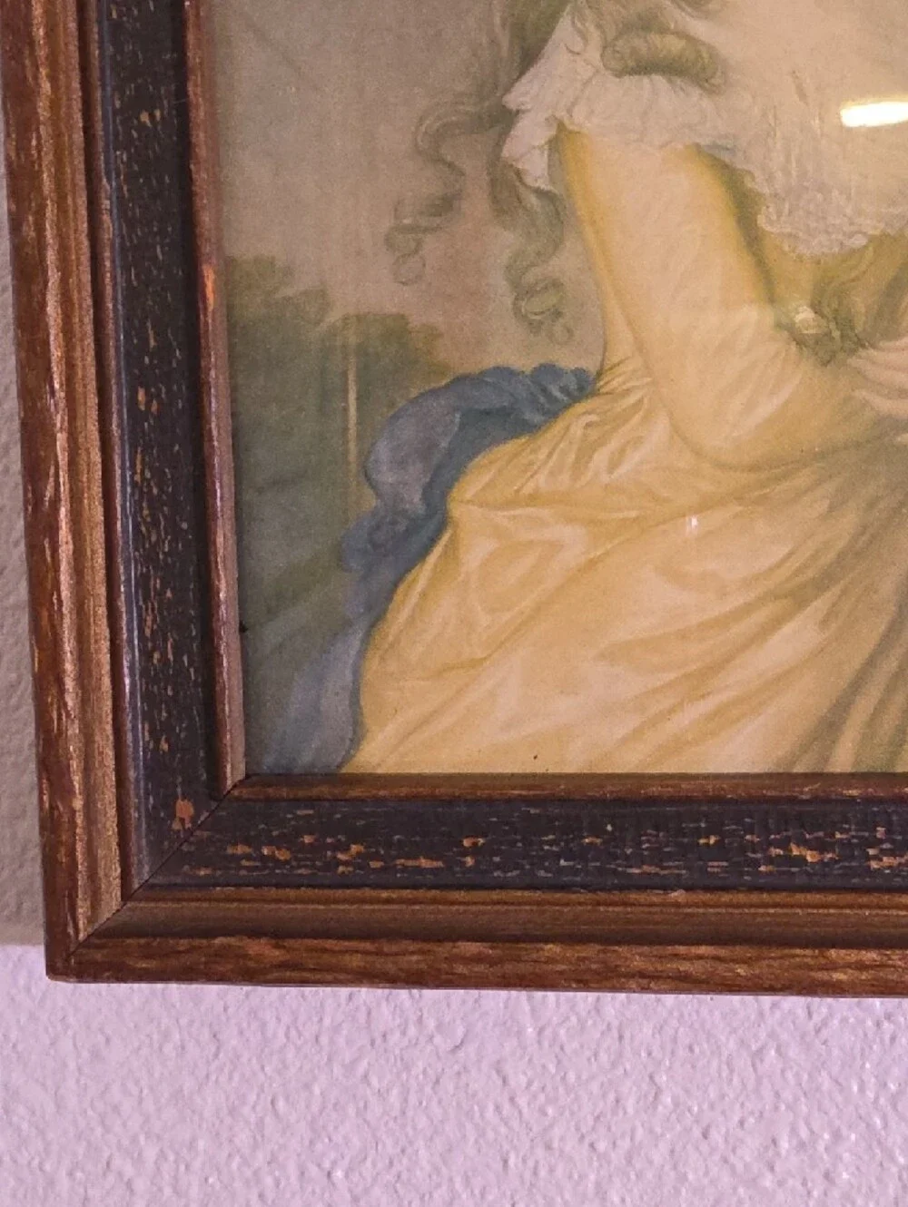 Antique Edwardian Style Framed Triptych Mirror with Victorian Portraits
